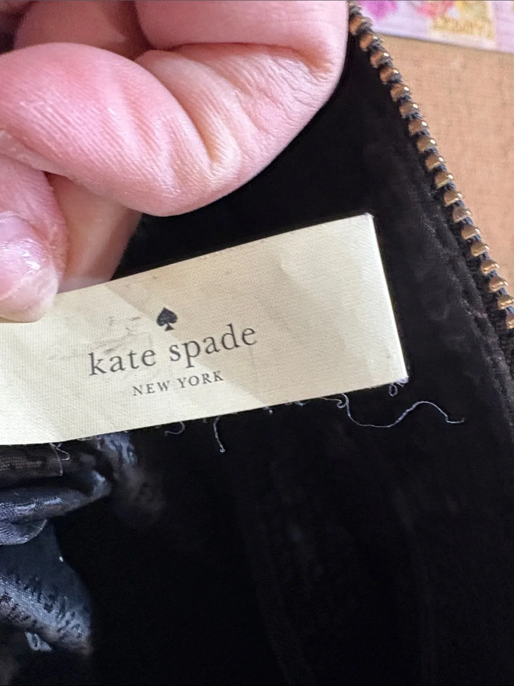 kate spade Black Satchel with Cream Polka Dots and Gold Hardware